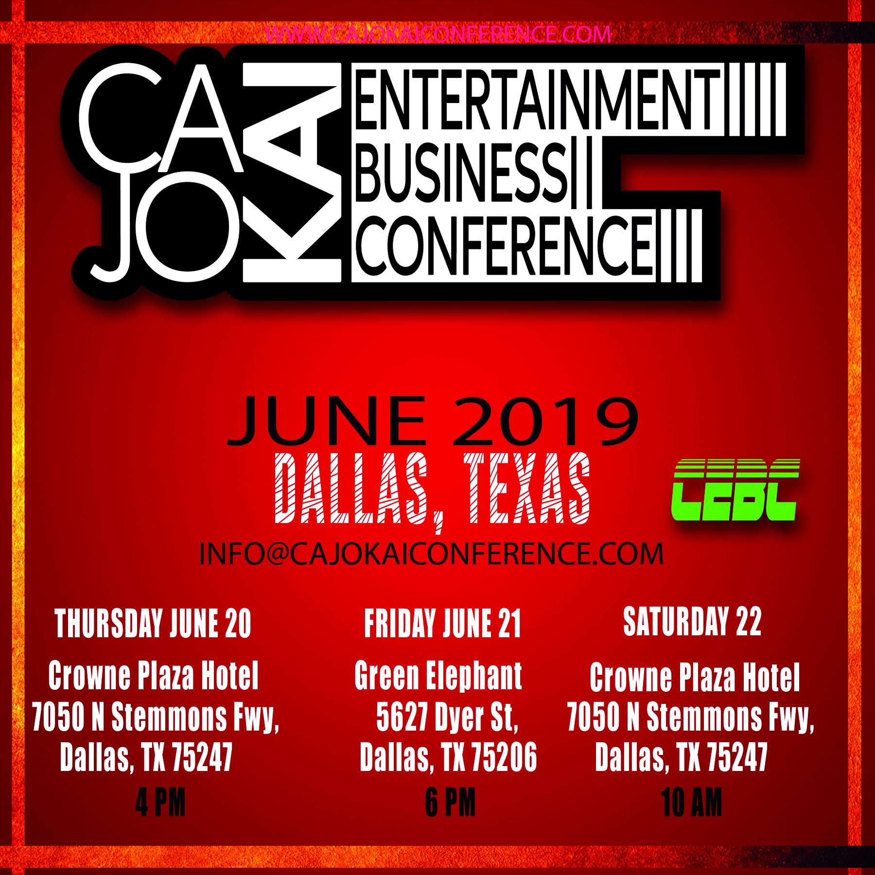 [Event] CaJoKai Entertainment Business Conference (CEBC) – June 20 thru 22, 2019- Dallas Texas